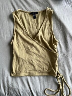 Forever 21 Olive Wrap Ribbed Tank Top - Side Tie